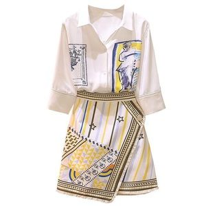 Vintage Chiffon Shirt + Classic Skirt Set